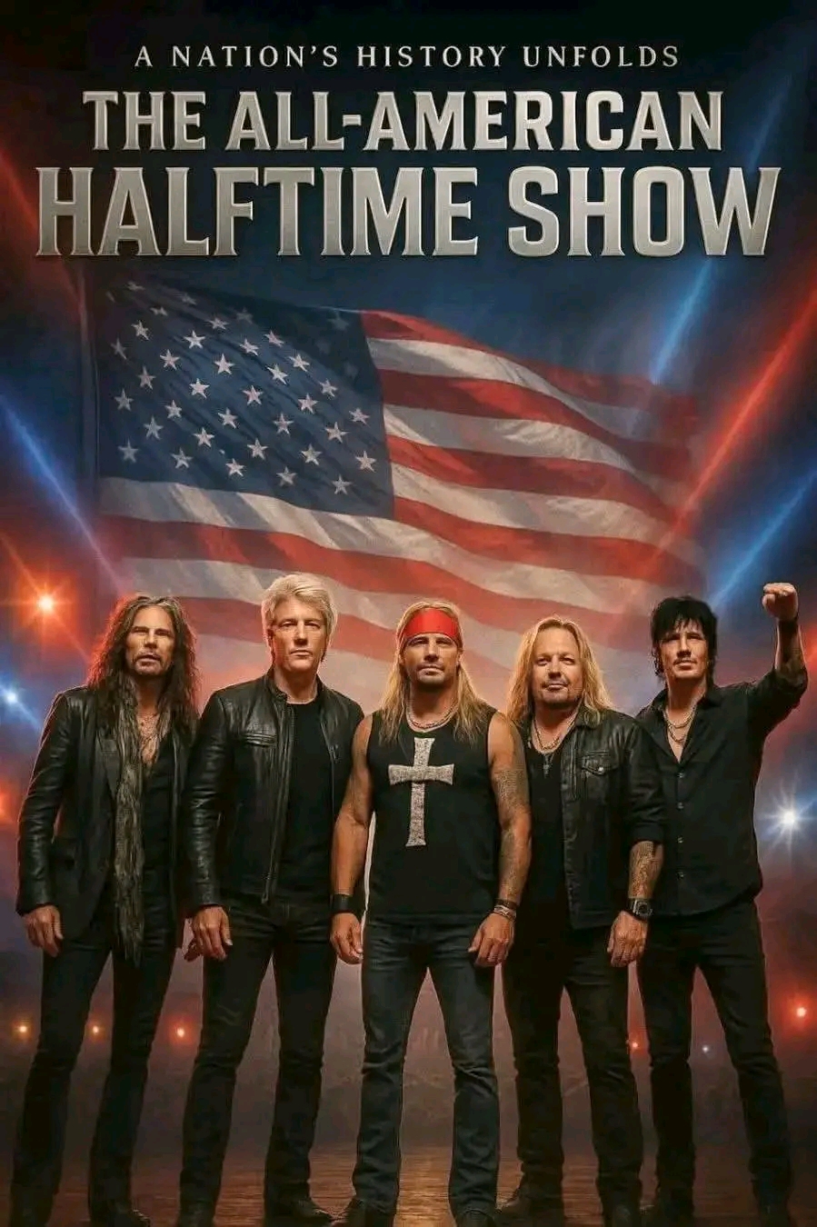 A NATION’S HISTORY UNFOLDS: Six Legends Unite for the “All-American Halftime Show” — A Powerful and Patriotic Alternative to the Super Bowl 60 Halftime Event. Just announced in Nashville, Tennessee — Steven Tyler, Jon Bon Jovi, Richie Sambora, Bret Michaels, Vince Neil, and Tommy Lee will share one unforgettable stage in this once-in-a-lifetime event honoring the late Charlie Kirk. Produced by his wife, Erika Kirk, the “All-American Halftime Show” promises to be more than just music — it’s a celebration of….