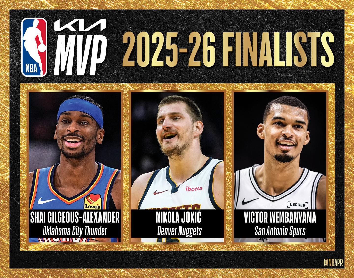 BREAKING: Shai Gilgeous-Alexander, Nikola Jokić, and Victor Wembanyama Headline Star-Studded Finalists for 2025–26 NBA MVP Award 🚨