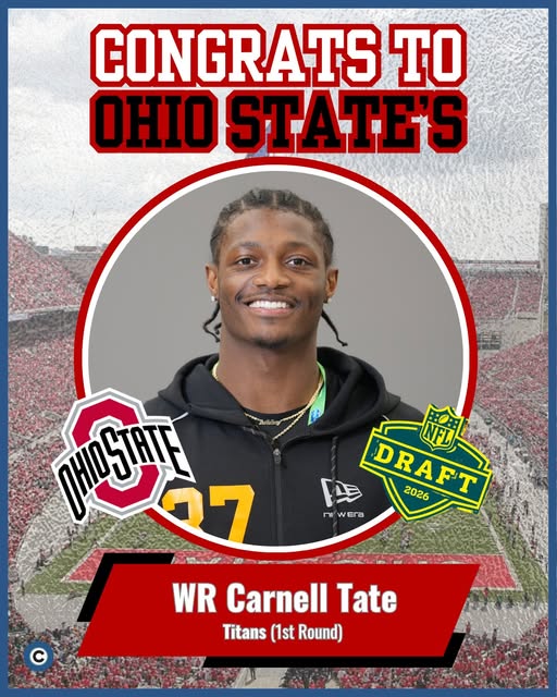 Carnell Tate, the first Buckeye selected in the draft, is set to join the Tennessee Titans after being taken with the No. 4 overall pick in the 2026 NFL Draft.