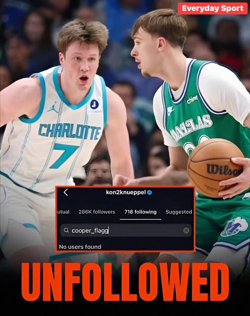 Kon Knueppel unfollowed Cooper Flagg on Instagram shortly after Flagg won the 2026 NBA Rookie of the Year award.
