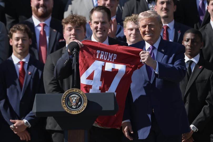 President Trump Honored by Indiana Hoosiers With Custom Jersey During White House CFP Celebration Ceremony