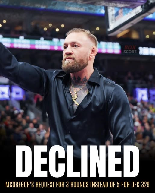 BREAKING: UFC CEO Dana White has rejected Conor McGregor’s request for a shorter three-round bout at UFC 329. According to White, the fight will only happen as a full five-round contest — no exceptions.