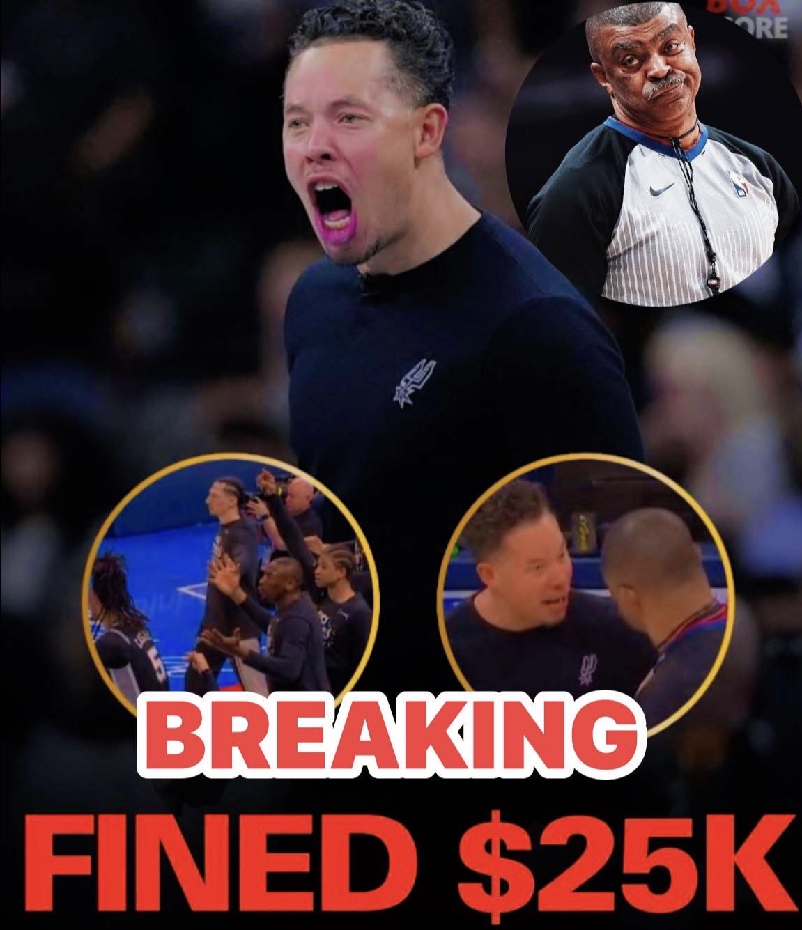 Breaking news: The San Antonio Spurs were fined $25,000 after Game 5 due to excessive complaining toward officials during the match.