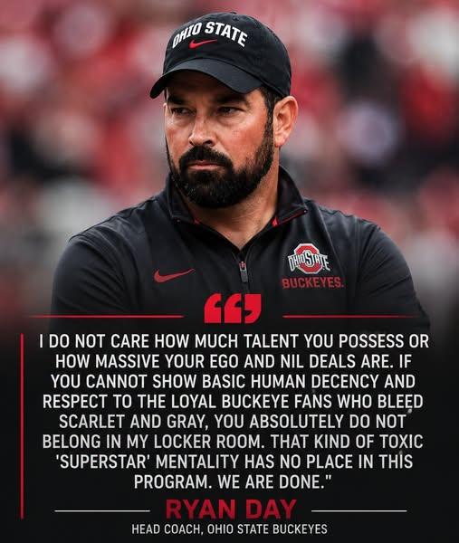 BREAKING: Ohio State Coach Ryan Day Dismisses Star Buckeyes Standout From Program Effective Immediately, Delivering a Stunning Decision That Sends Shockwaves Through Columbus and Raises Major Questions About the Future of One of the Team’s Most Prominent Players