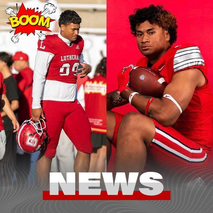 𝗕𝗥𝗘𝗔𝗞𝗜𝗡𝗚: Ohio State has landed a commitment from 5-star Marcus Fakatou, the No. 2 defensive lineman in the 2027 class.