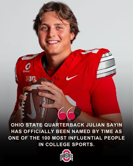 CONFIRMED: Ohio State quarterback Julian Sayin has officially been named by TIME as one of the 100 most influential people in college sports.