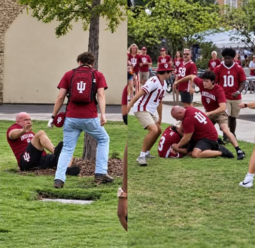 Male and Female Indiana Hoosiers Fans Exchange Wild Punches During Chaotic Tailgate Brawl