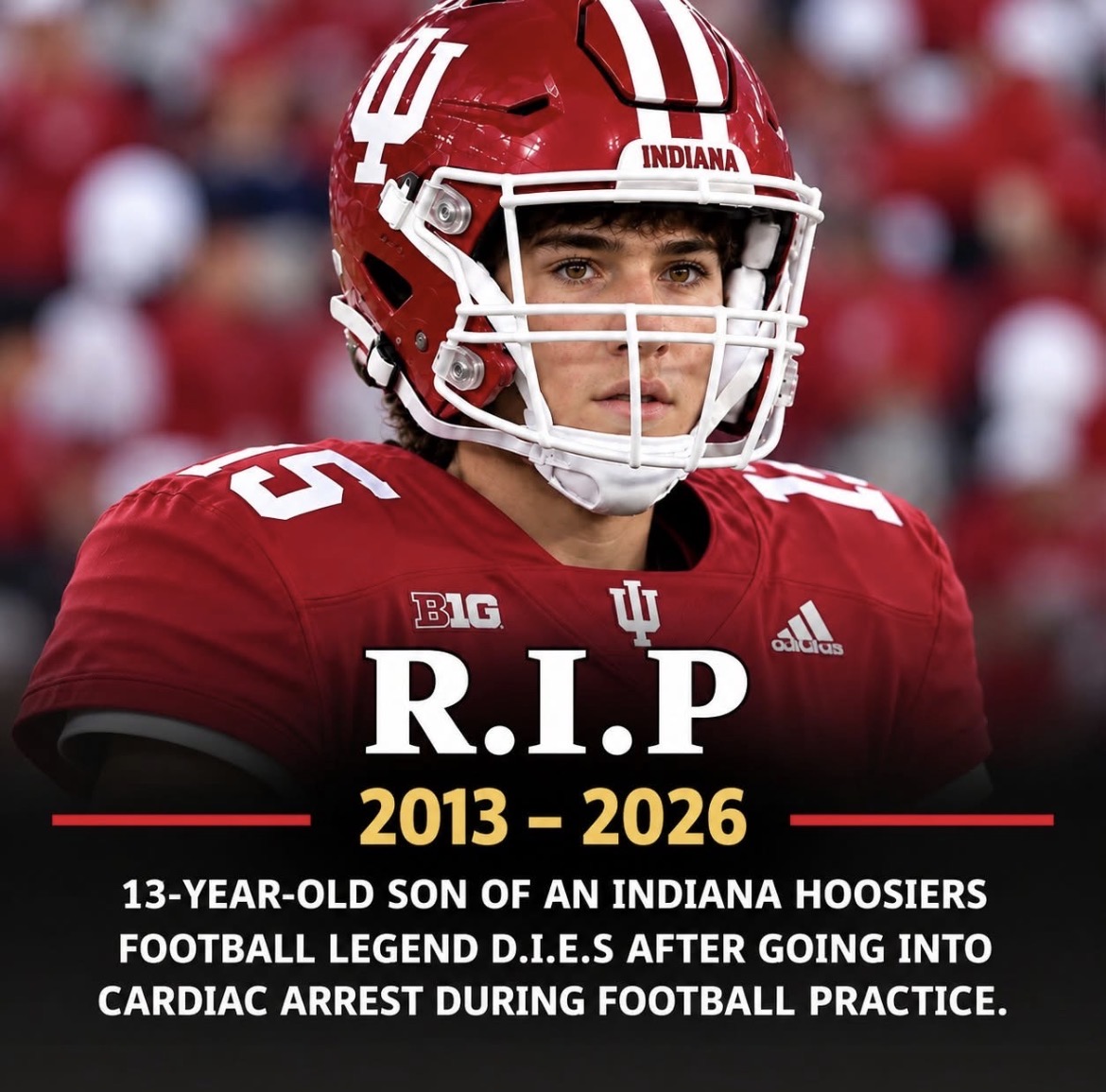 TRAGEDY: Indiana Football Legend’s 13-Year-Old Son Reportedly Dies After Cardiac Arrest at Practice