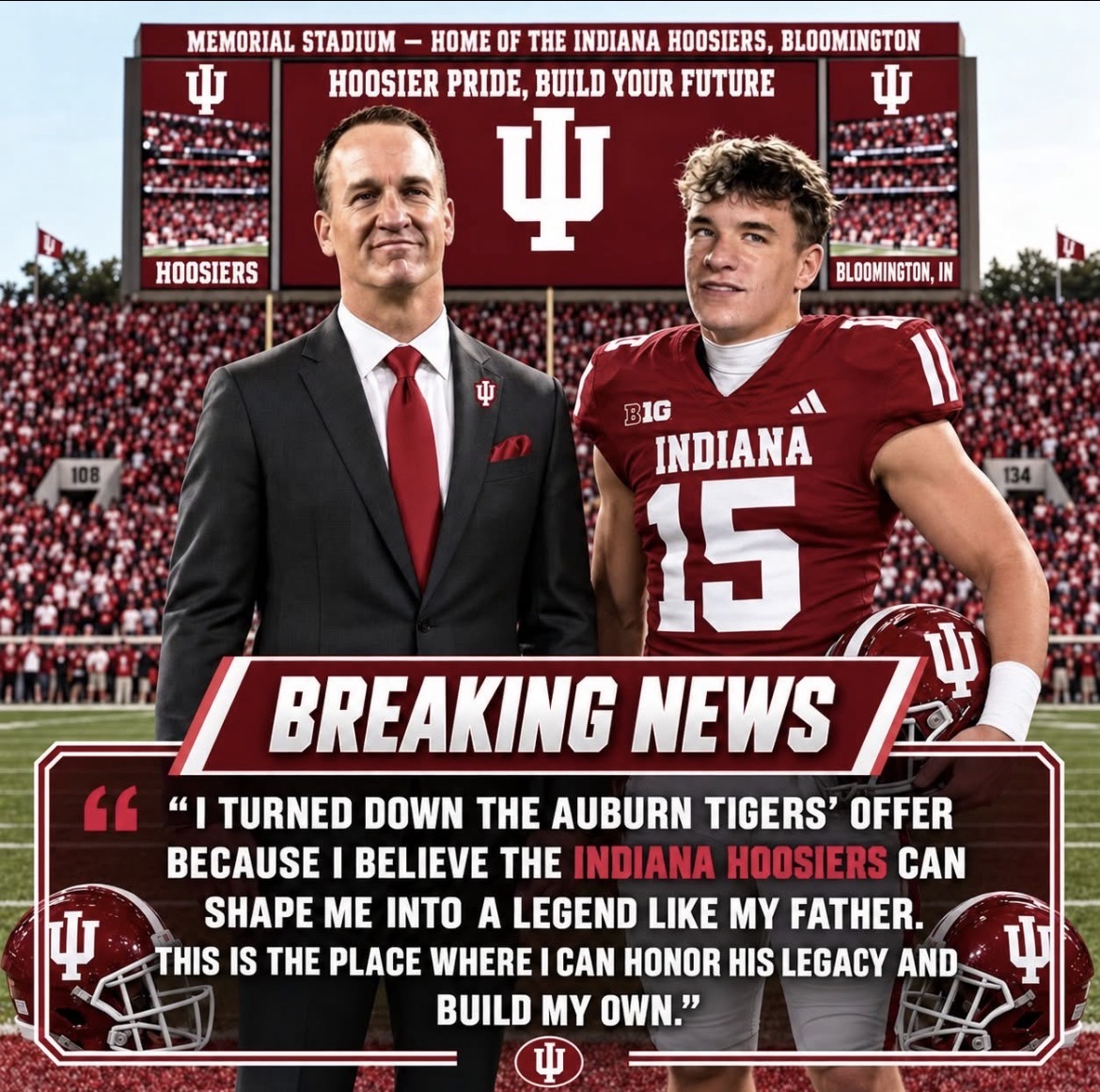 Hall of Famer’s Son Turns Down Auburn to Work Out With Indiana as 2029 Recruiting Star Eyes NFL Legacy